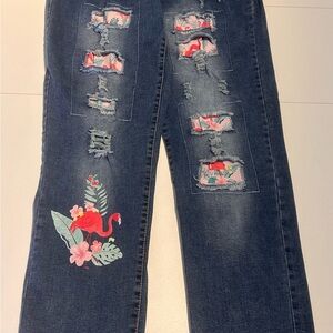 Flamingo Distressed Blue Jeans